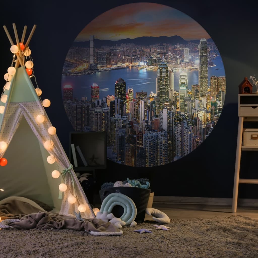 WallArt Wallpaper Circle Skyline by Night 142.5 cm