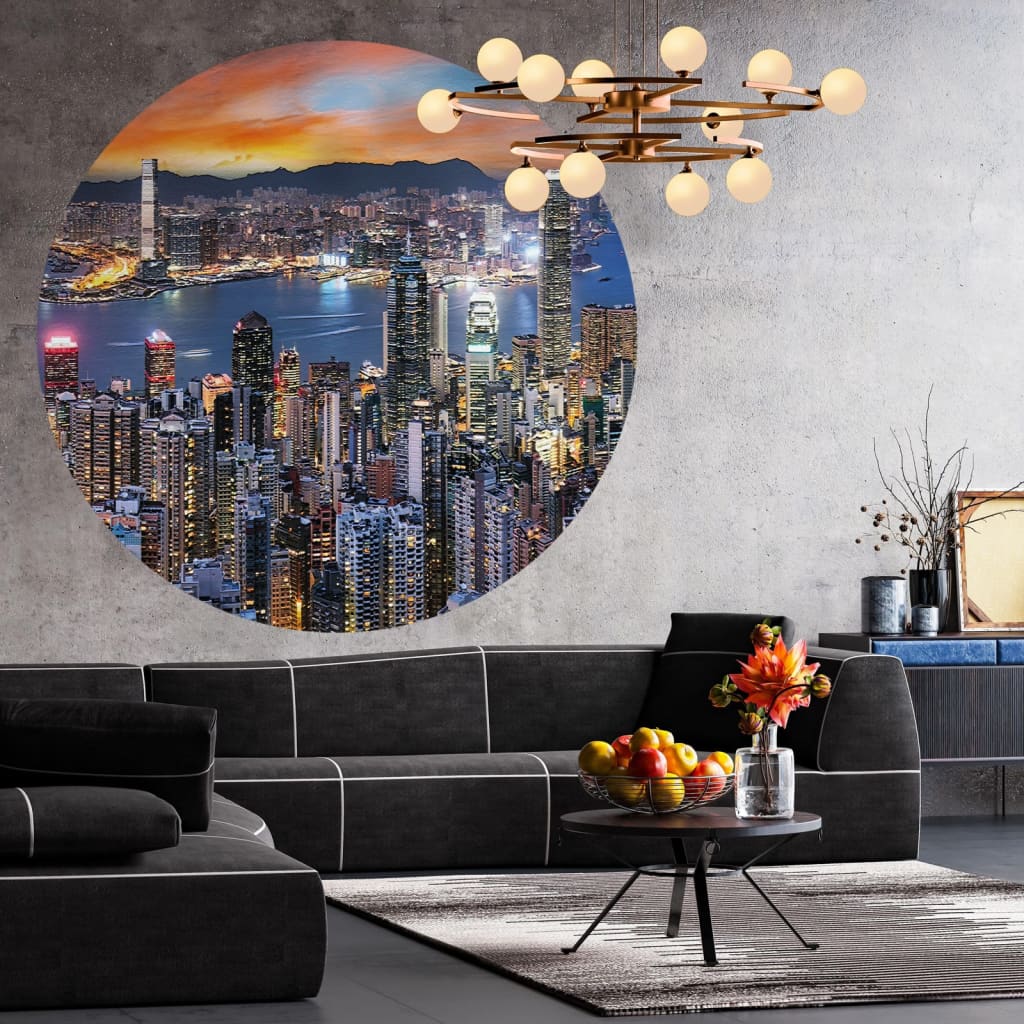 WallArt Wallpaper Circle Skyline by Night 142.5 cm