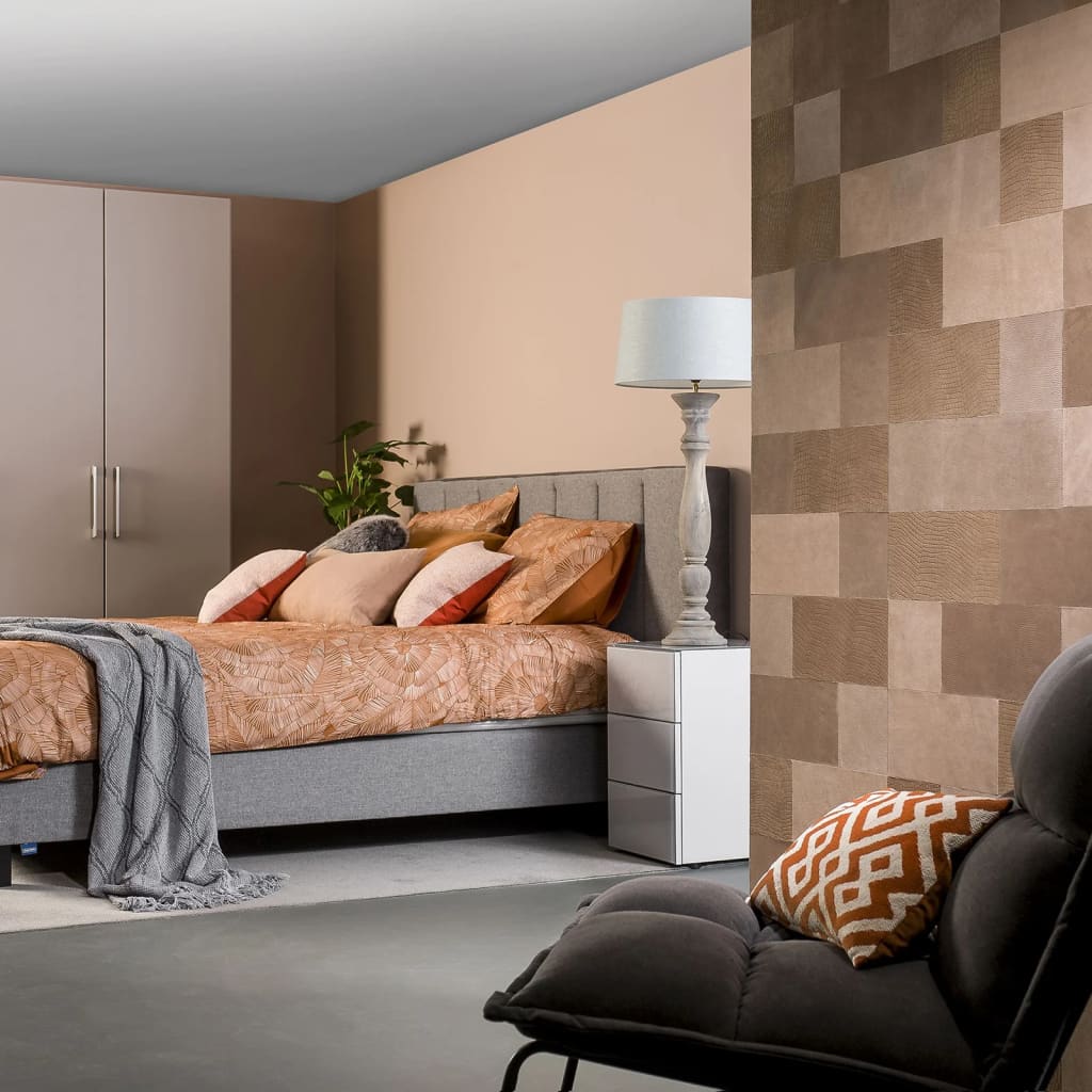 WallArt Leather Tiles Caine Pure Brown 32 pcs