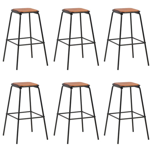 Berkfield Bar Stools 6 pcs Black Solid Pinewood and Steel