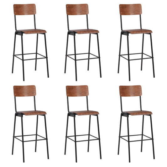 Berkfield Bar Chairs 6 pcs Solid Plywood Steel