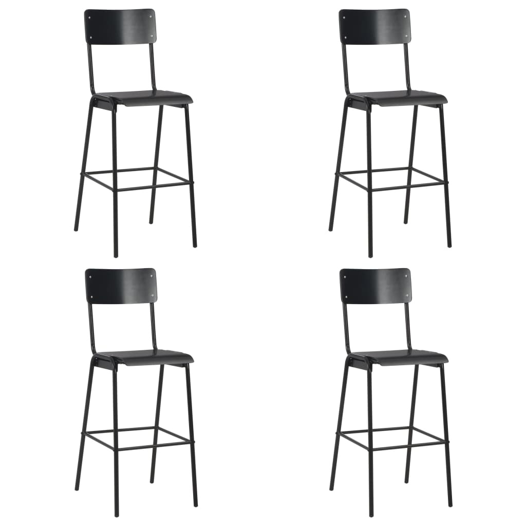 Berkfield Bar Chairs 4 pcs Black Solid Plywood Steel