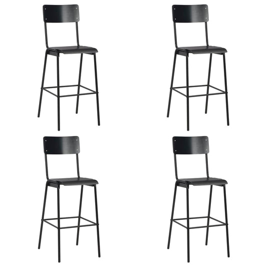 Berkfield Bar Chairs 4 pcs Black Solid Plywood Steel