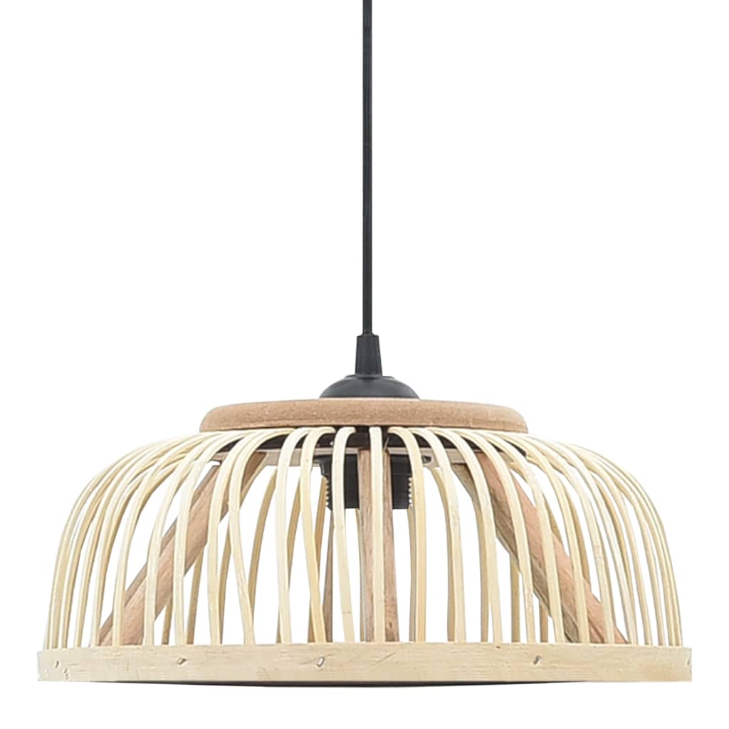 Berkfield Pendant Lamp Bamboo 34x14.5 cm 40 W Semicircle E27