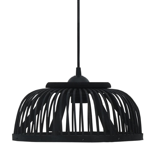 Berkfield Pendant Lamp Black Bamboo 40 W 34x14.5 cm Semicircle E27