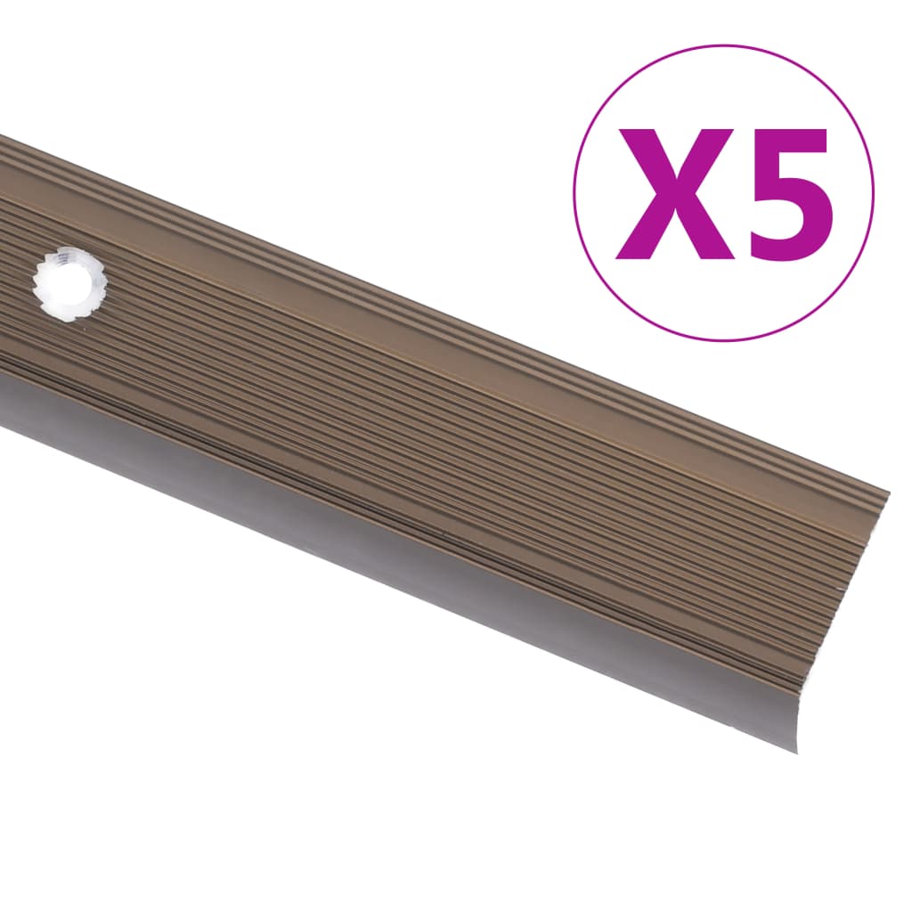Berkfield Stair Nosings in L-shape 5 pcs Aluminium 134 cm Brown