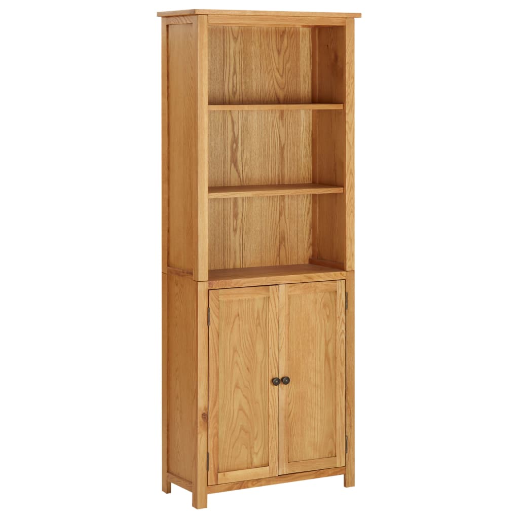 Berkfield Bookcase with 2 Doors 70x30x180 cm Solid Oak Wood