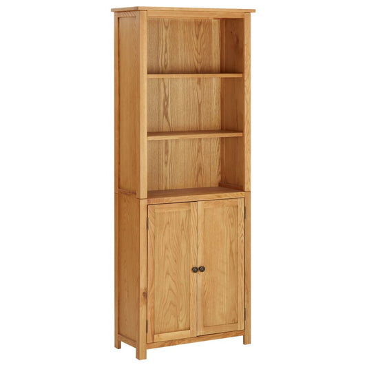 Berkfield Bookcase with 2 Doors 70x30x180 cm Solid Oak Wood