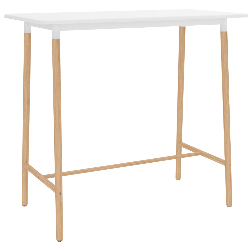 Berkfield Bar Table White 120x60x105 cm MDF & Solid Beechwood