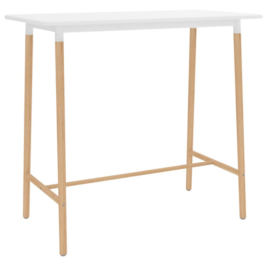 Berkfield Bar Table White 120x60x105 cm MDF & Solid Beechwood