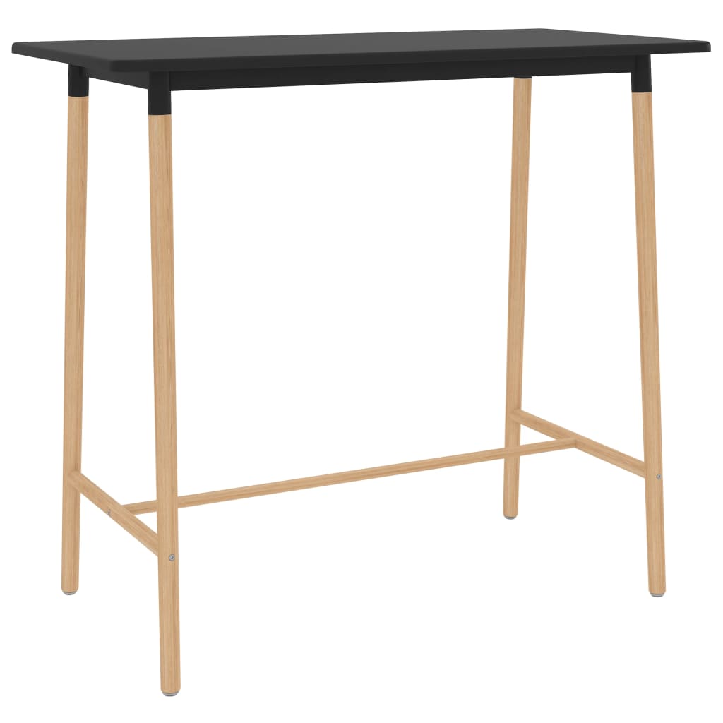Berkfield Bar Table Black 120x60x105 cm MDF & Solid Beechwood