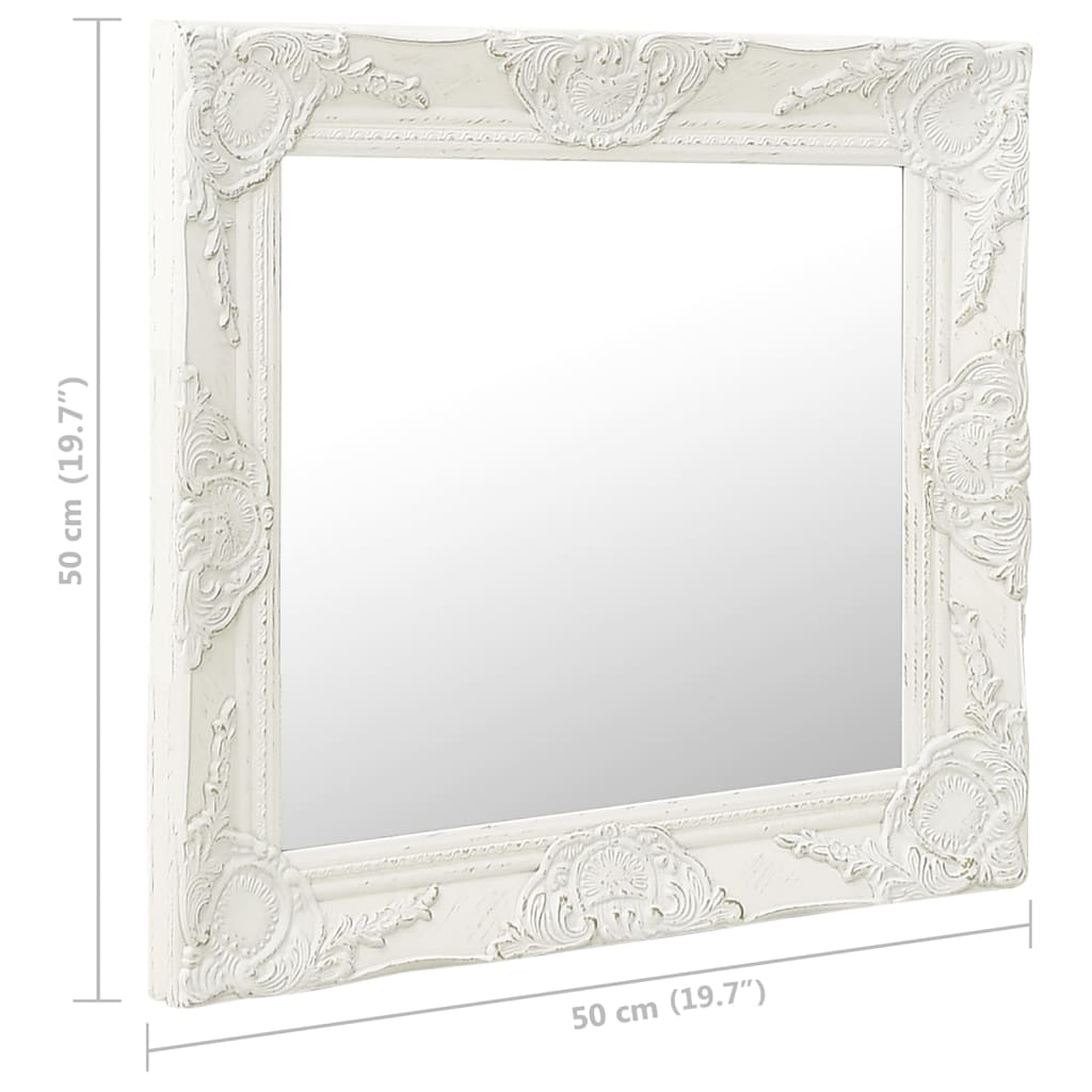 Berkfield Wall Mirror Baroque Style 50x50 cm White