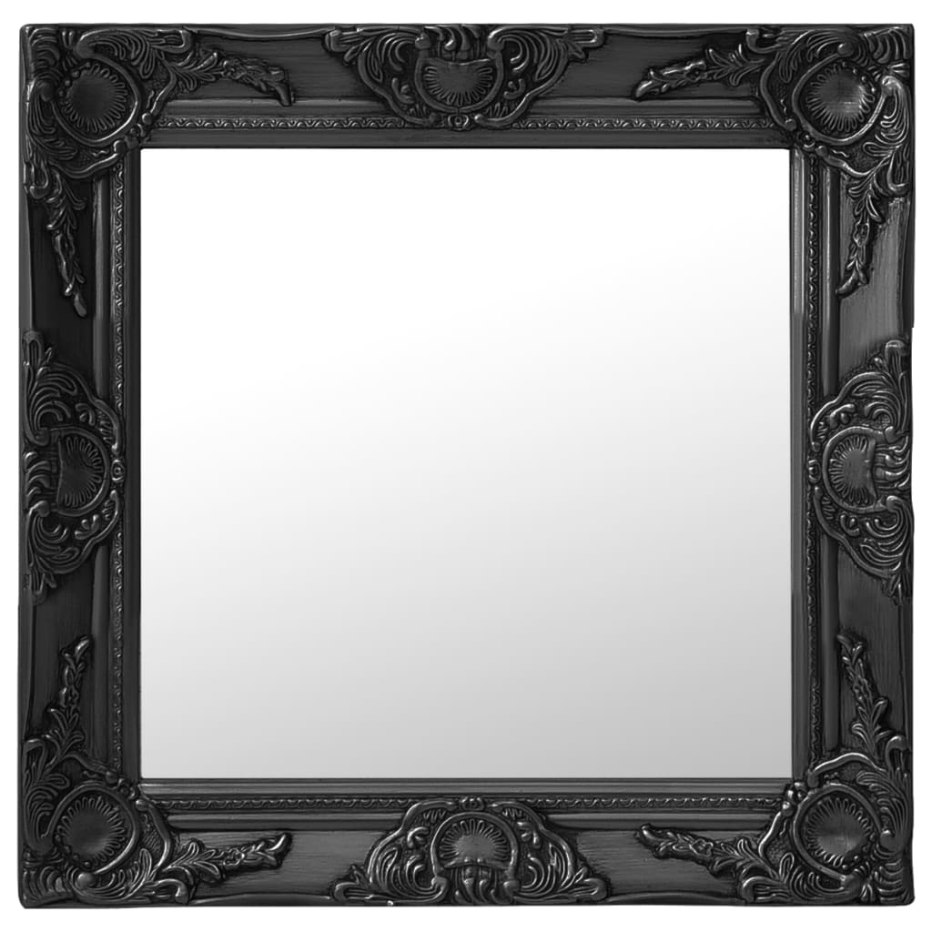 Berkfield Wall Mirror Baroque Style 50x50 cm Black