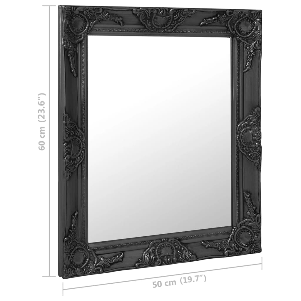 Berkfield Wall Mirror Baroque Style 50x60 cm Black