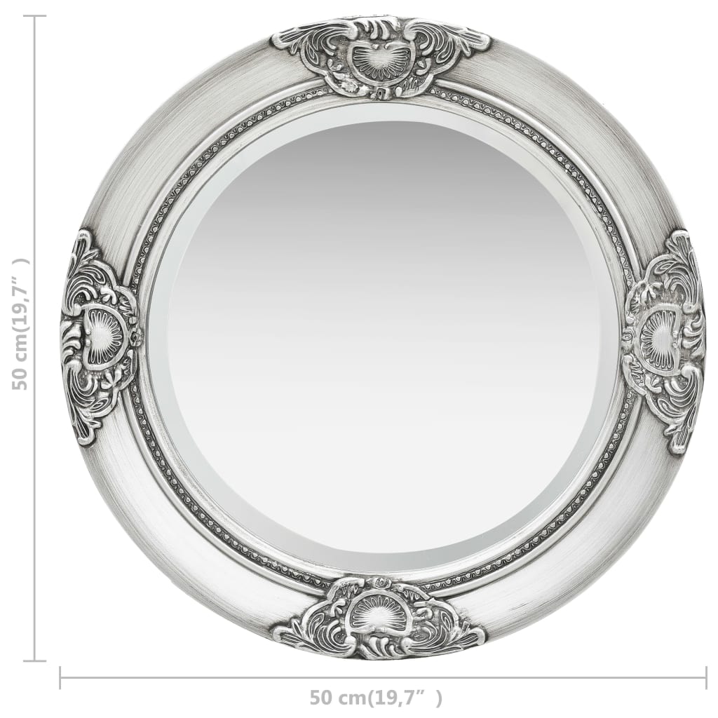 Berkfield Wall Mirror Baroque Style 50 cm Silver