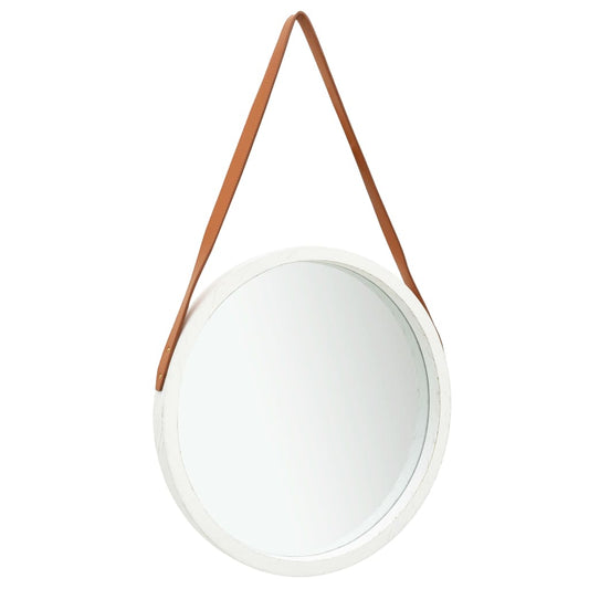 Berkfield Wall Mirror with Strap 50 cm White