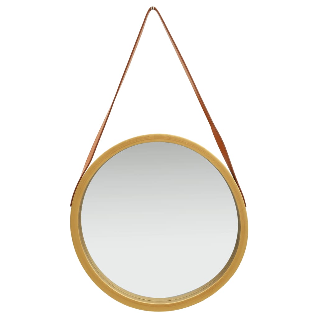 Berkfield Wall Mirror with Strap 50 cm Gold