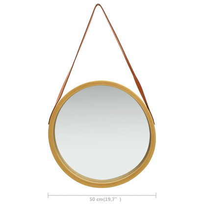 Berkfield Wall Mirror with Strap 50 cm Gold