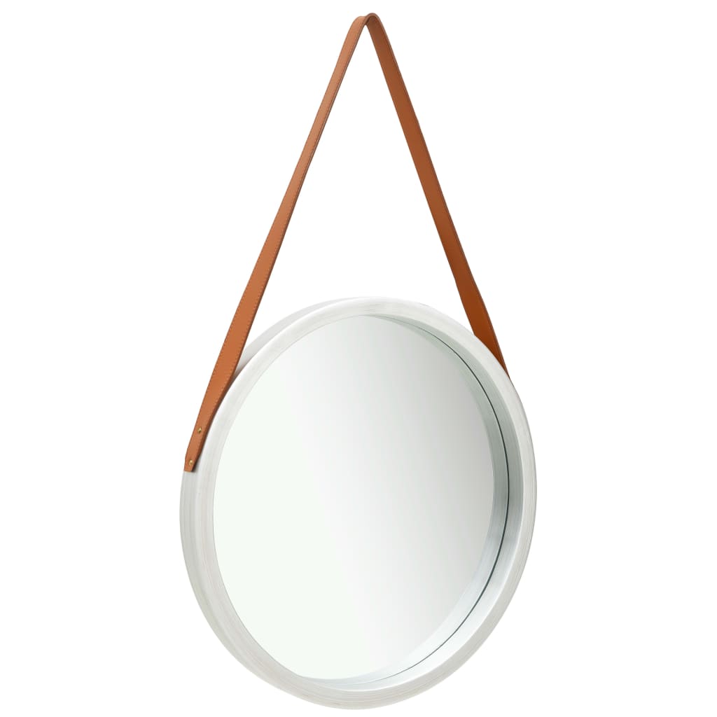Berkfield Wall Mirror with Strap 50 cm Silver