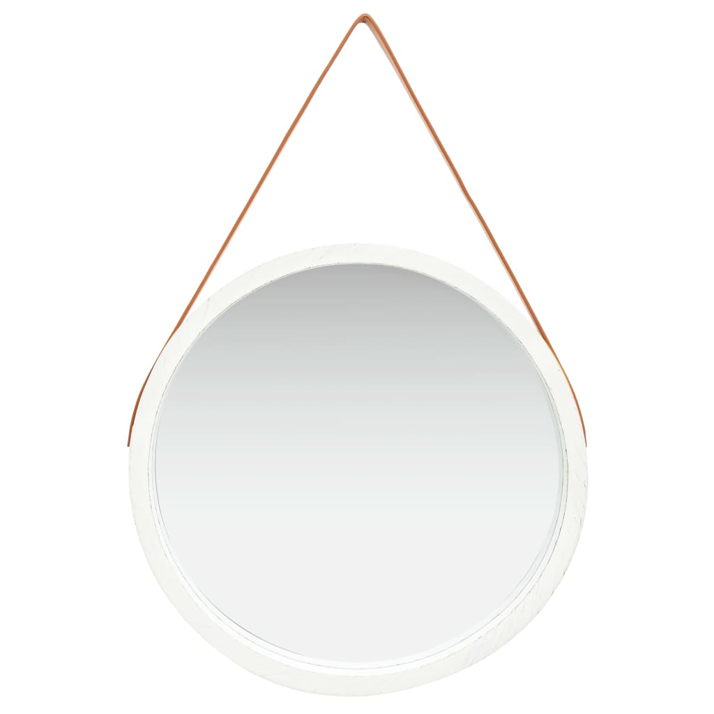 Berkfield Wall Mirror with Strap 60 cm White