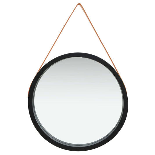 Berkfield Wall Mirror with Strap 60 cm Black