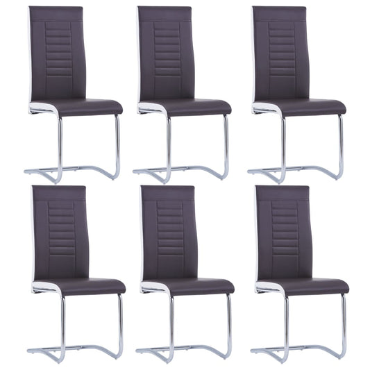 Berkfield Cantilever Dining Chairs 6 pcs Brown Faux Leather