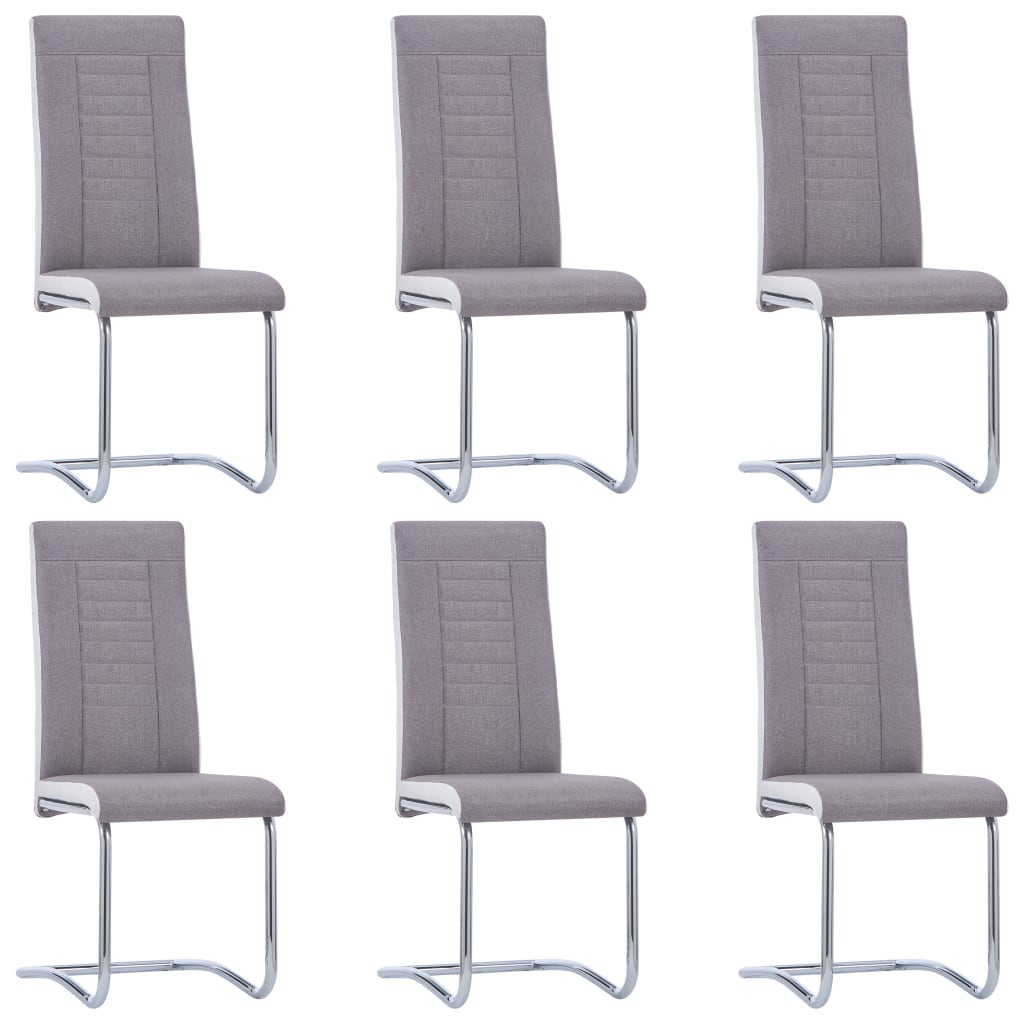 Berkfield Cantilever Dining Chairs 6 pcs Taupe Fabric