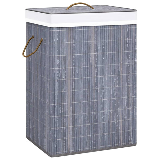 Berkfield Bamboo Laundry Basket Grey 72 L