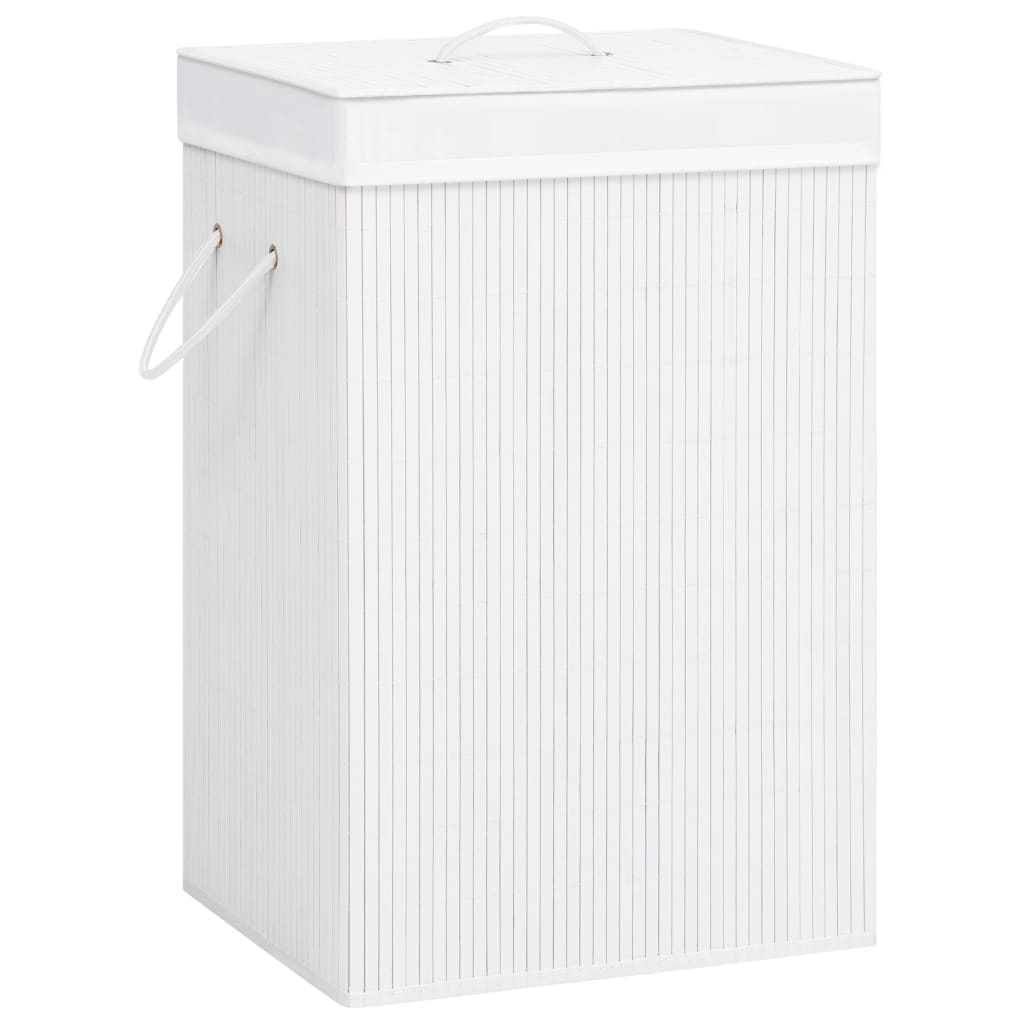 Berkfield Bamboo Laundry Basket White 72 L