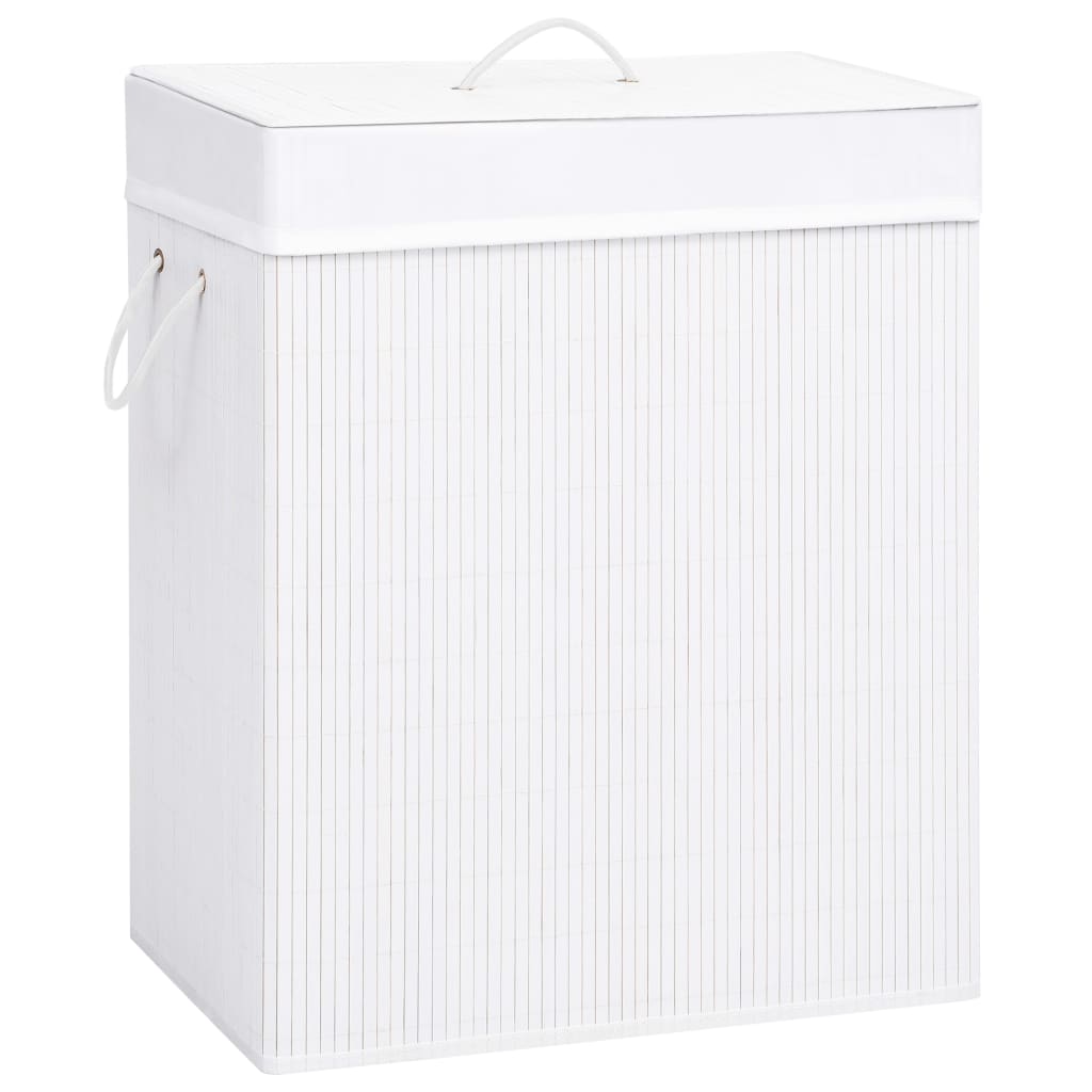 Berkfield Bamboo Laundry Basket White 100 L