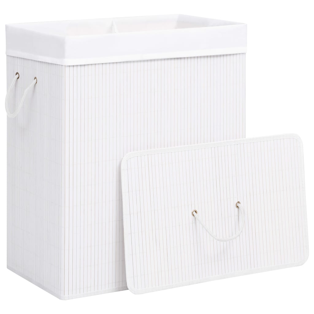 Berkfield Bamboo Laundry Basket White 100 L
