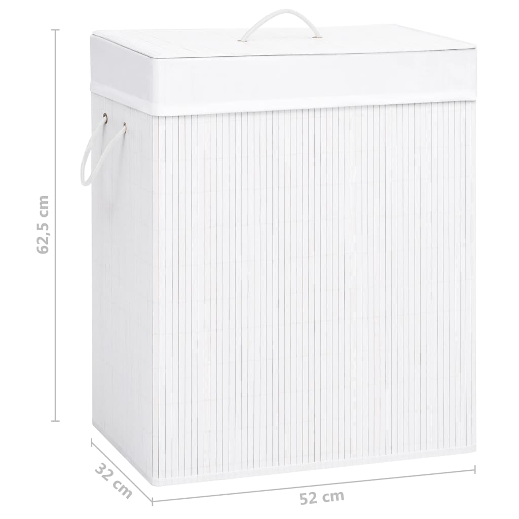 Berkfield Bamboo Laundry Basket White 100 L