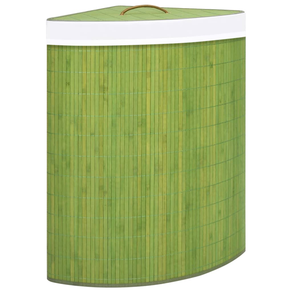 Berkfield Bamboo Corner Laundry Basket Green 60 L