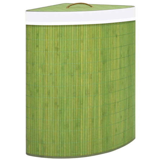 Berkfield Bamboo Corner Laundry Basket Green 60 L