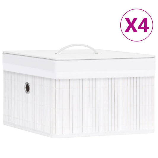 Berkfield Bamboo Storage Boxes 4 pcs White
