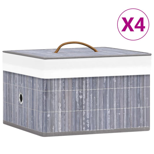 Berkfield Bamboo Storage Boxes 4 pcs Grey