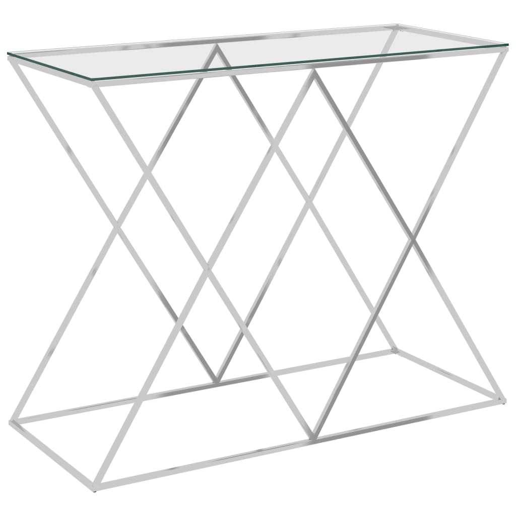 Berkfield Side Table Silver 90x40x75 cm Stainless Steel and Glass