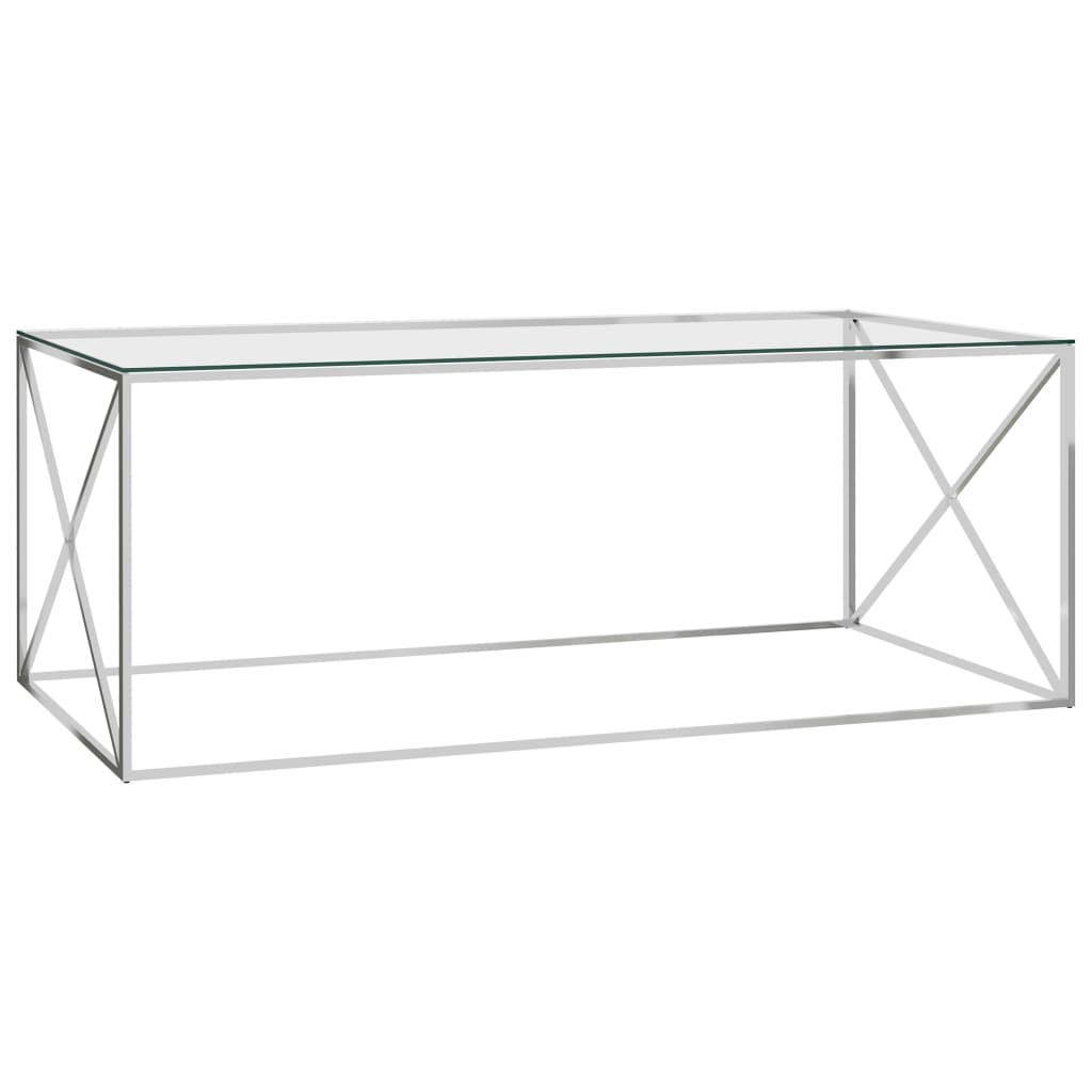Berkfield Coffee Table Silver 120x60x45 cm Stainless Steel and Glass