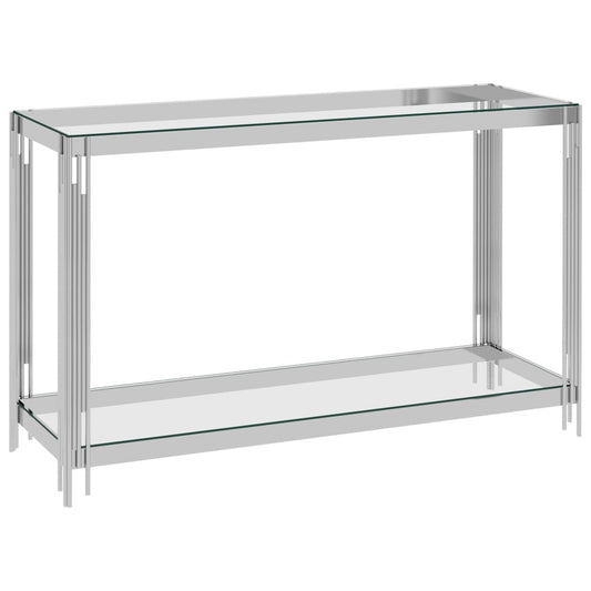 Berkfield Side Table Silver 120x40x78 cm Stainless Steel and Glass