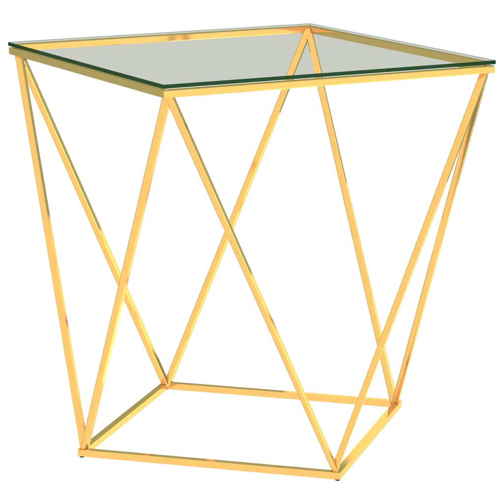 Berkfield Coffee Table Gold and Transparent 50x50x55 cm Stainless Steel