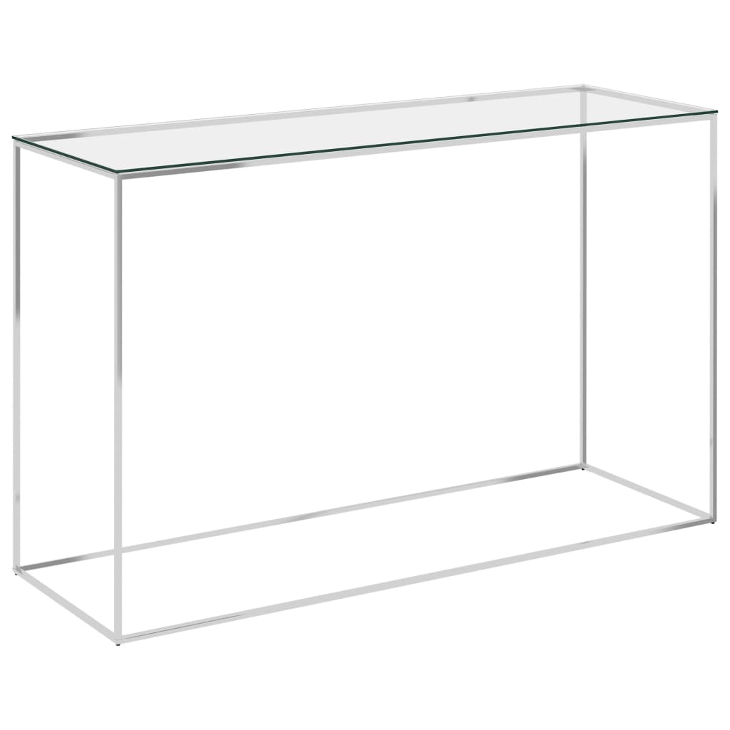 Berkfield Side Table Silver 120x40x78 cm Stainless Steel and Glass