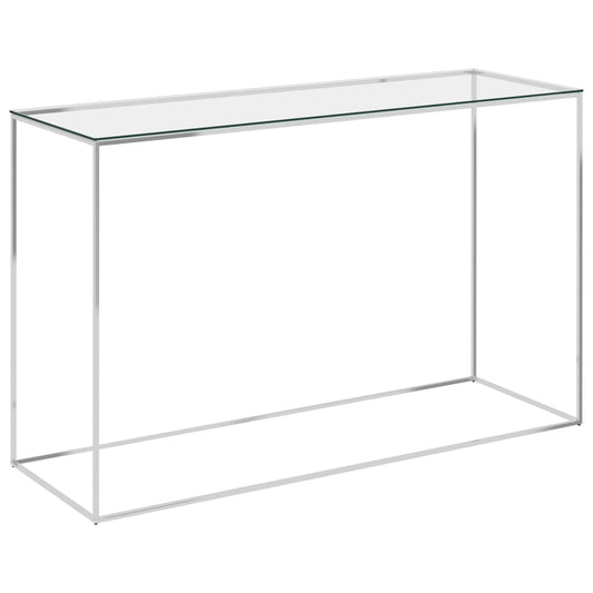 Berkfield Side Table Silver 120x40x78 cm Stainless Steel and Glass