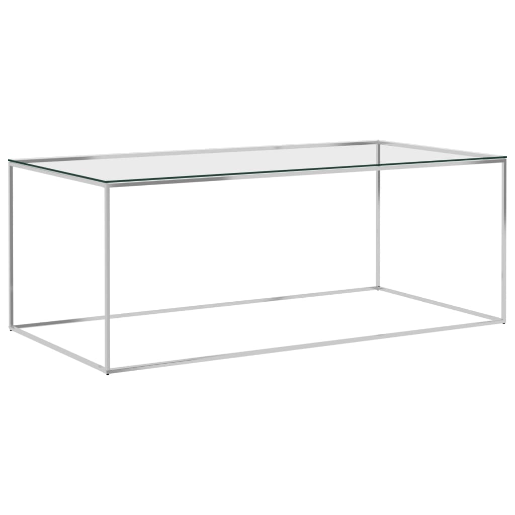 Berkfield Coffee Table Silver 120x60x45 cm Stainless Steel and Glass