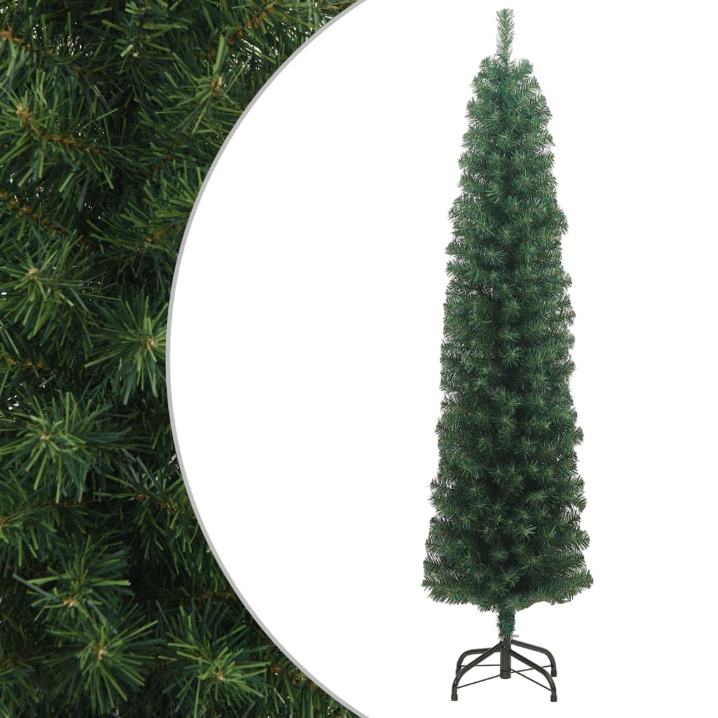 Berkfield Slim Artificial Christmas Tree with Stand Green 210 cm PVC