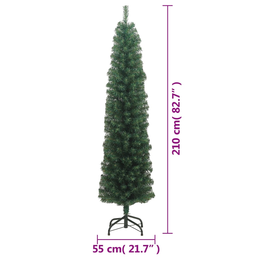 Berkfield Slim Artificial Christmas Tree with Stand Green 210 cm PVC