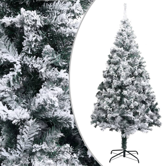 Berkfield Artificial Christmas Tree with Flocked Snow Green 210 cm PVC