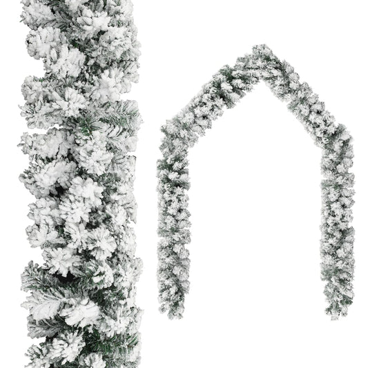 Berkfield Christmas Garland with Flocked Snow Green 5 m PVC