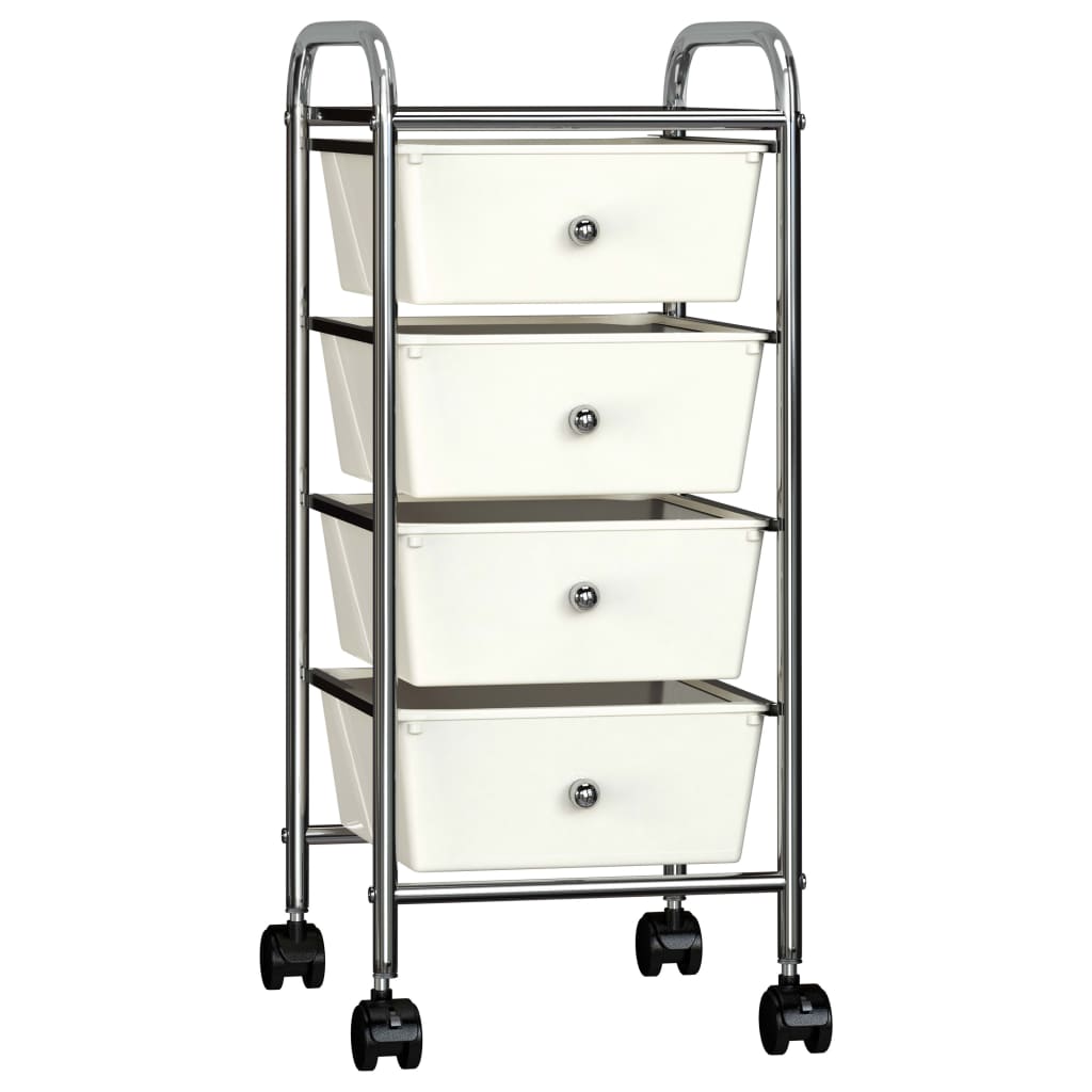 Berkfield 4-Drawer Mobile Storage Trolley White Plastic