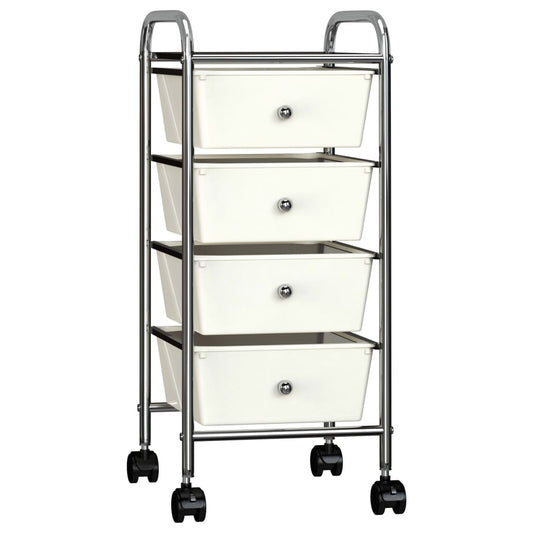 Berkfield 4-Drawer Mobile Storage Trolley White Plastic