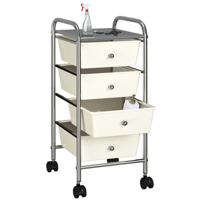 Berkfield 4-Drawer Mobile Storage Trolley White Plastic